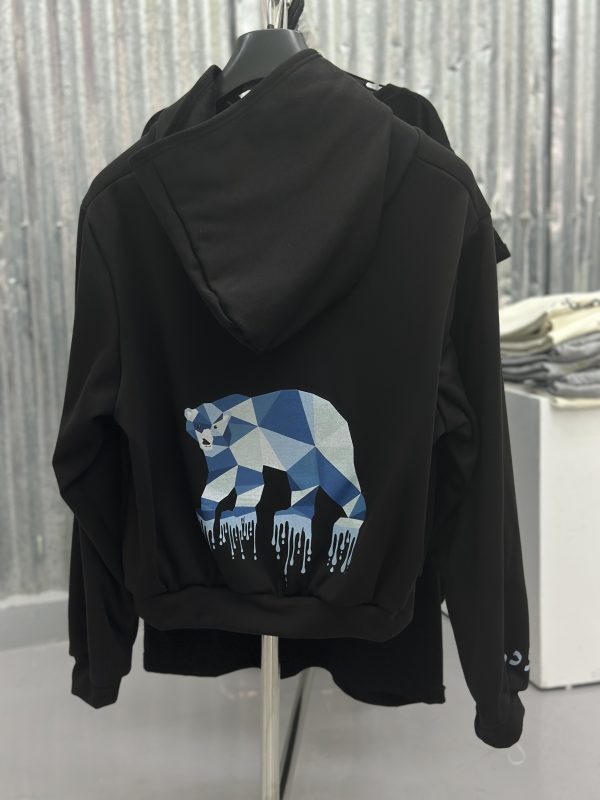 Cotton Fleece Long Printed Hoodie - Bear