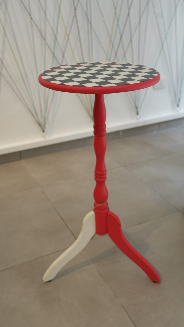 Hand Painted Wooden High Table - Chess