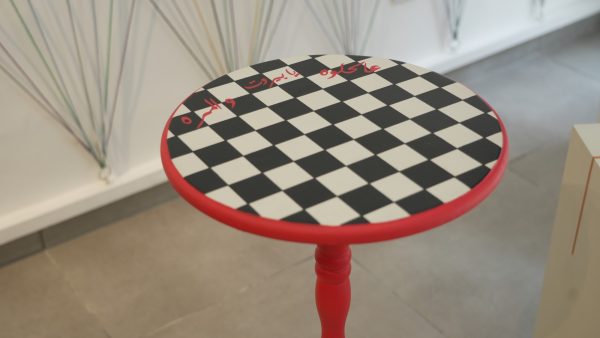 Hand Painted Wooden High Table - Chess - Image 2