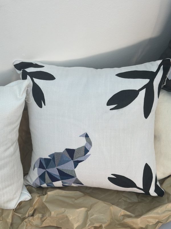 Printed & Digital Embroidered Cushion - Elephant