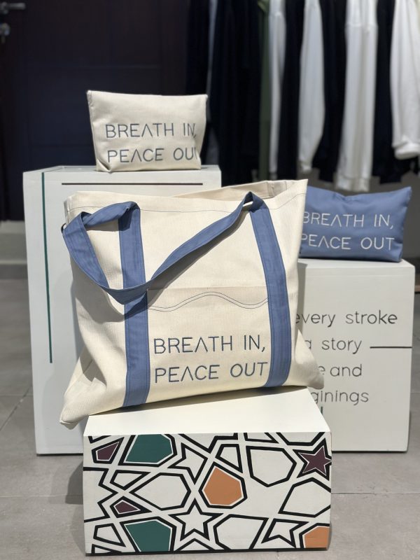 Digital Embroidered Beach Bag & Pouch - Breath in Peace Out