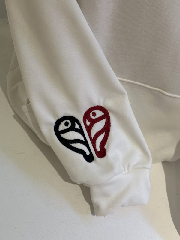 Cotton Fleece Embroided Long Hoodie - Love is declared - Image 4