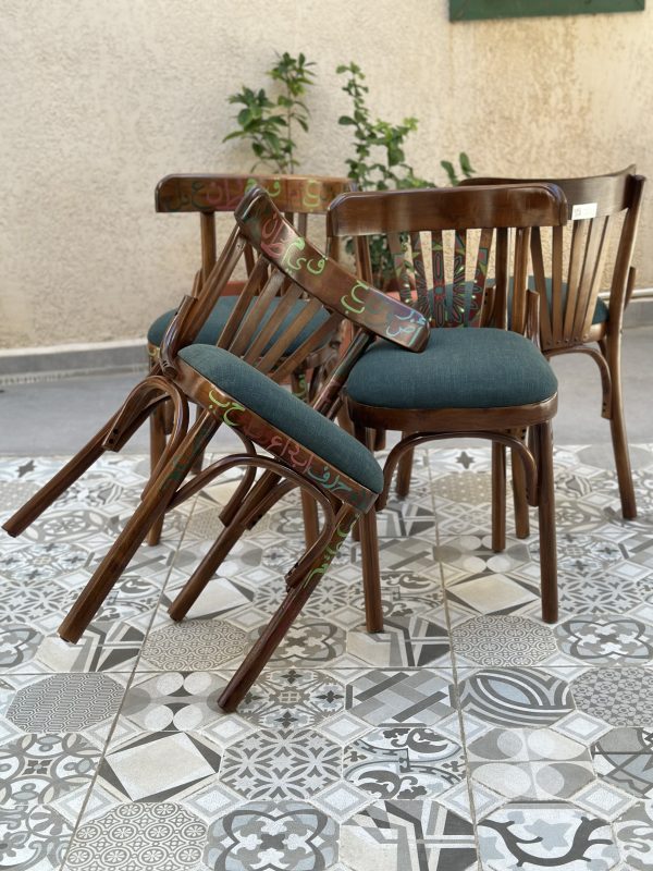 Hand Painted Wooden chair - Arabic Calligraphy & Arabesque - Image 5