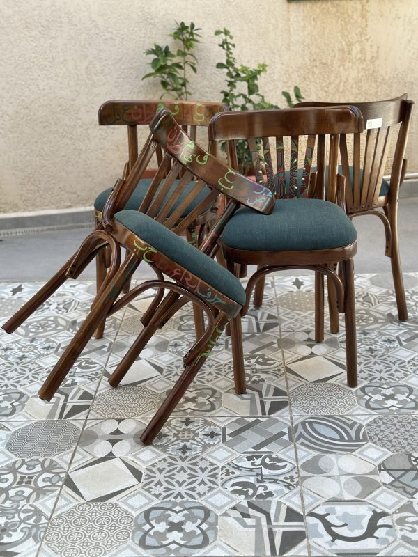 Hand Painted Wooden chair - Arabic Calligraphy & Arabesque - Image 4