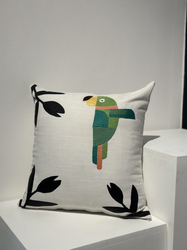 Hand Embroidered Cushion - Bird