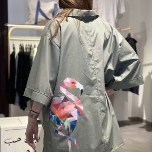 Poplin Shirt-Flamingo-Khaki