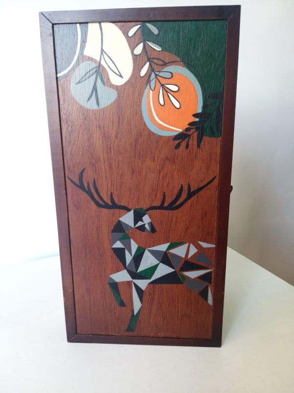 Hand Painted Wooden Backgammon Board Game –Deer