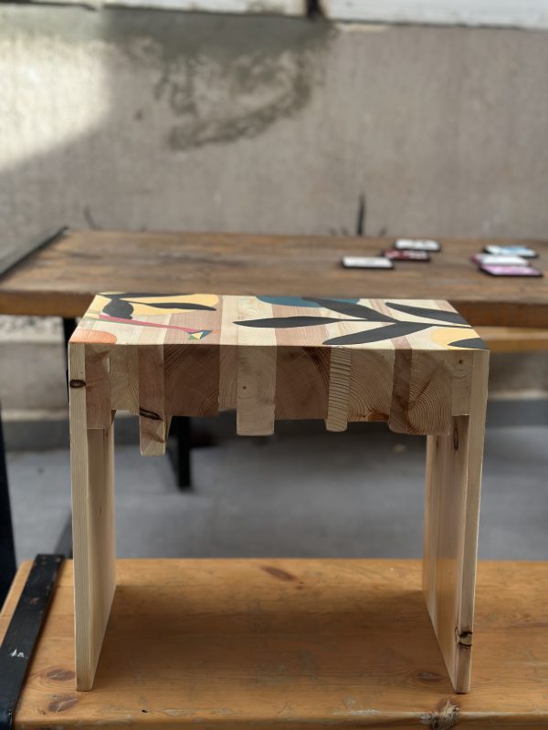 Hand Painted Wooden Stool - Flamingo (Copy) - Image 2